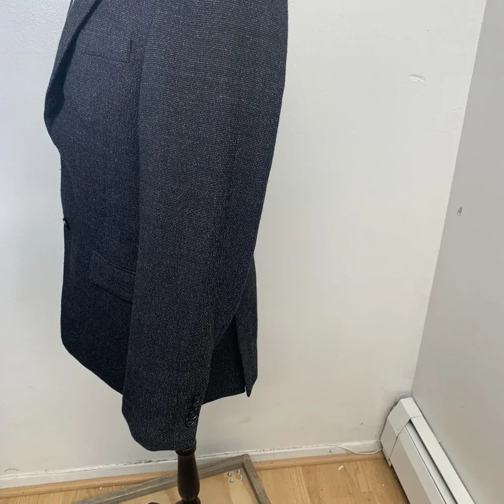 Tommy Hilfiger Sport Coat Blazer Black Tweed 40 R Wool  2 Button Business  Work